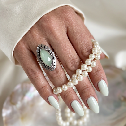 Schitterende sterling zilveren ring met Chalcedoon – maat 17,25 | 54