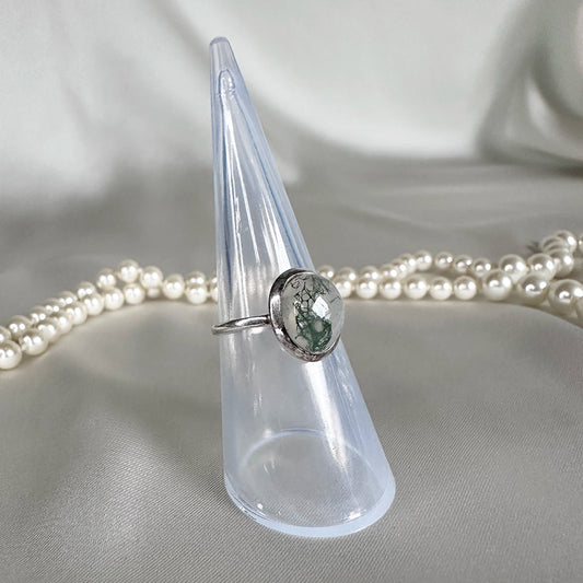 Fijne 925 zilveren ring met Mosagaat – maat 16,5 | 52
