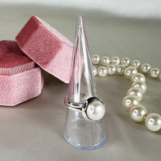 Tijdloze schoonheid - 925 zilveren ring met parel – maat 18,25 | 57,5
